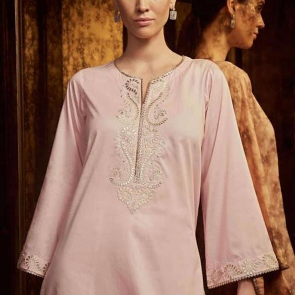 Baby Pink long embroidered tunic